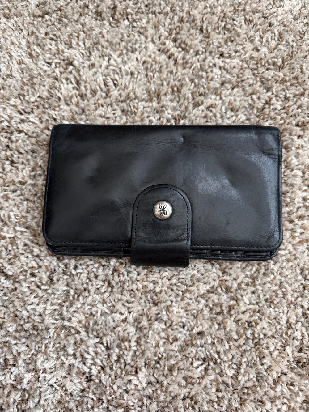 HOBO Black Leather Snap Closure Card Holder Wallet